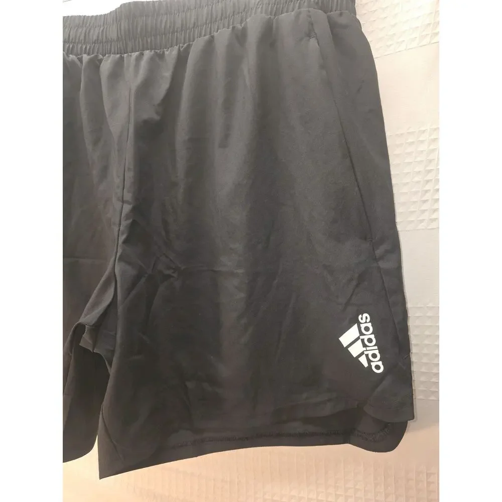 Adidas Mens Athletic Shorts Size 2XL Black Stripe Zip Pockets 8420
